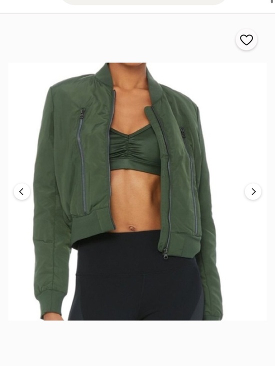 ALO Yoga Jackets & Blazers - ALO Yoga Olive Cropped Bomber Jacket